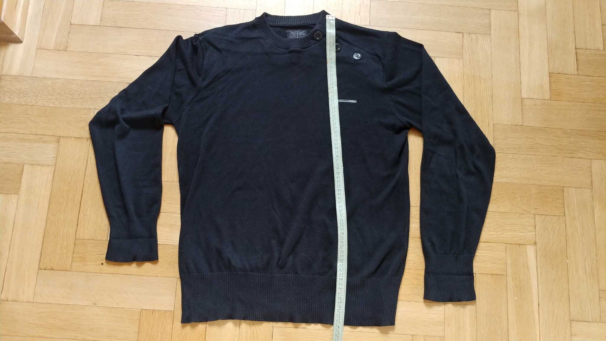 Sweter męski Firetrap, czarny, z guzikami, rozmiar XXL (raczej L)