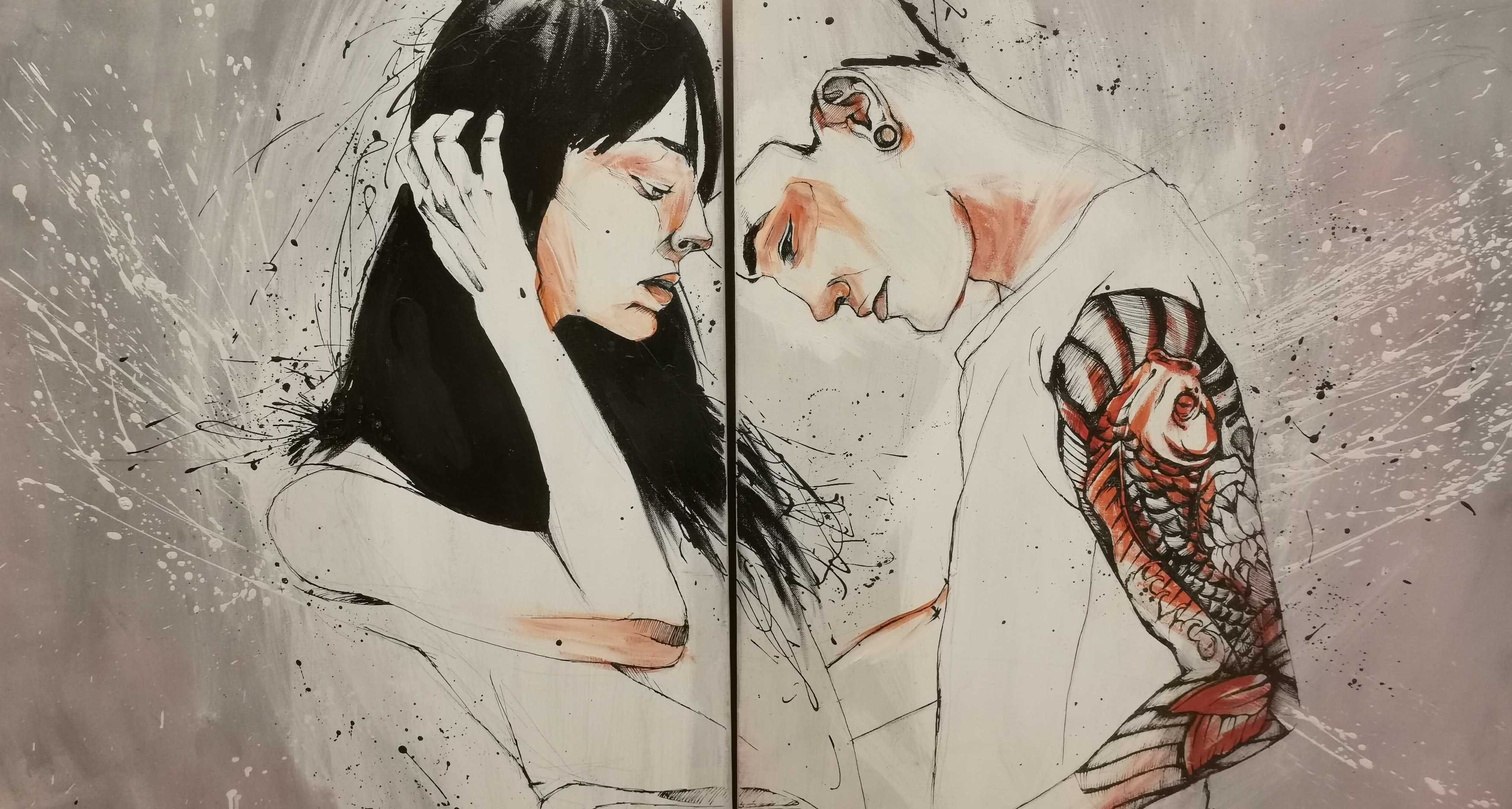 Dois Quadros Artístico Mulher Homem Alternativos
