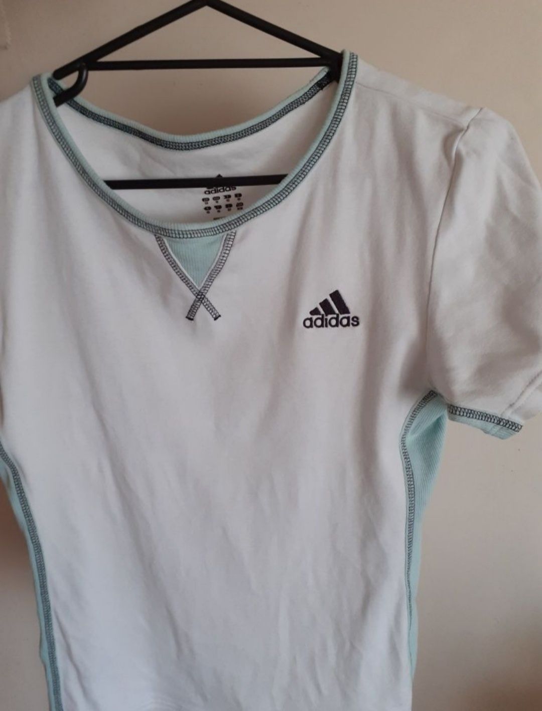 T-shirt koszulka Adidas miętowo biała