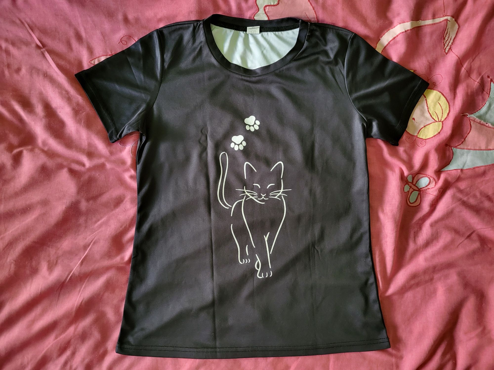 Bluzka czarna z kotem r. L/XL