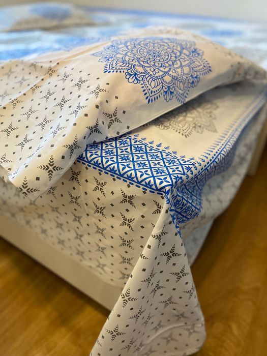 Komplet pościeli Mandala bawełny, ręcznie block printed z Bangladeszu