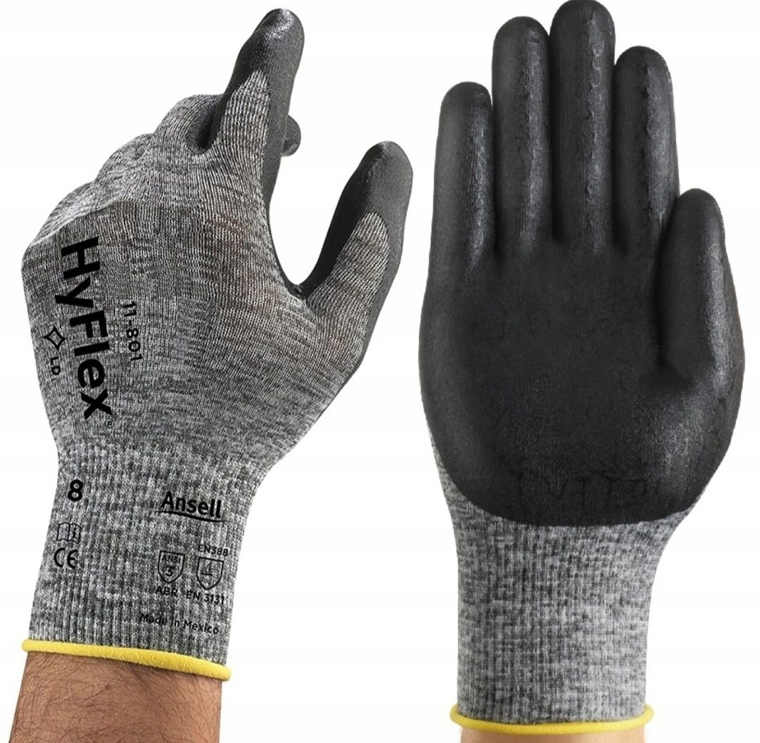 12 PAR RĘKAWICE Ansell HyFlex 11.801  11-801 ochronne BHP Rozm.10 XL