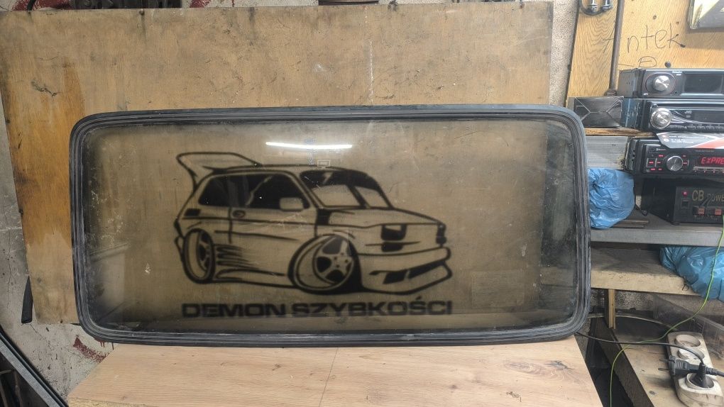 Komplet szyb fiat 126p grafika malowania antyk maluch