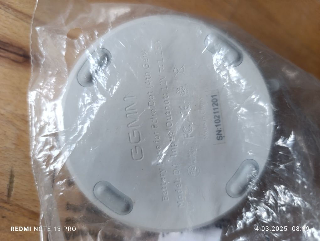 GGMM D4 Podstawa Baterii Dla Echo Dot 4/5 Gen Biała