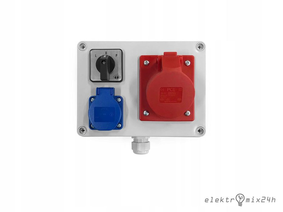 Rozdzielnica elektryczna, gniazda 1x16A 230V | 1x16A 5P 400V + L-0-P
