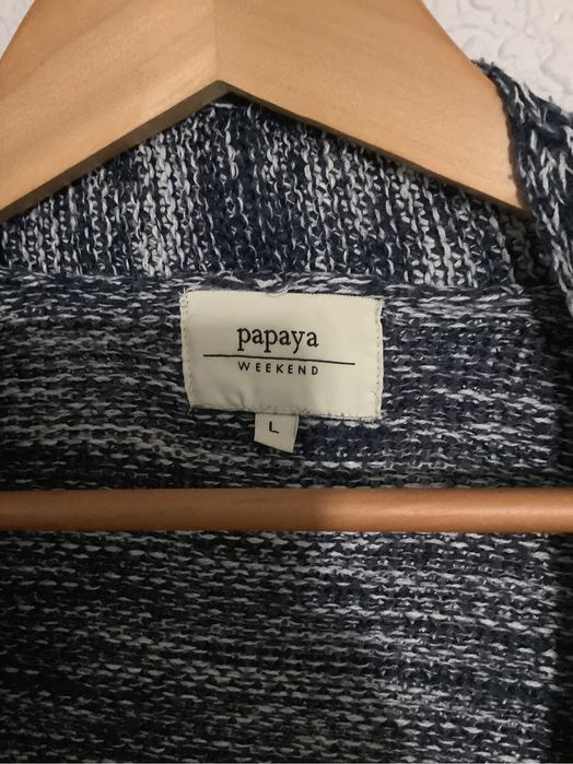 Szary sweter damski długi w melanż Papaya L