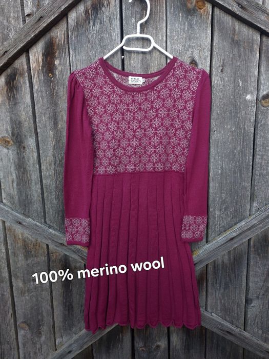 Wełniana sukienka merino dziewczęca woolmark MÔLE