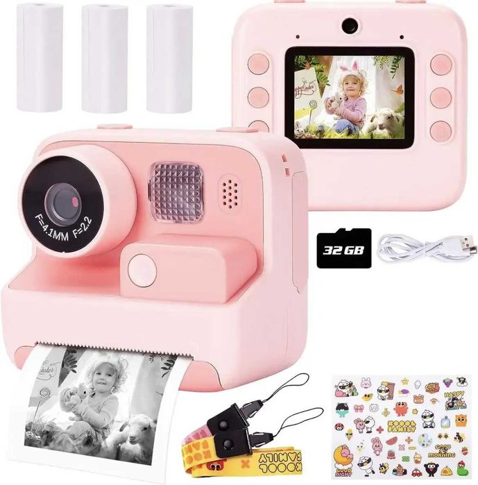 Фотокамера, моментальной печати, детская, Camera, 1080P Video, kids