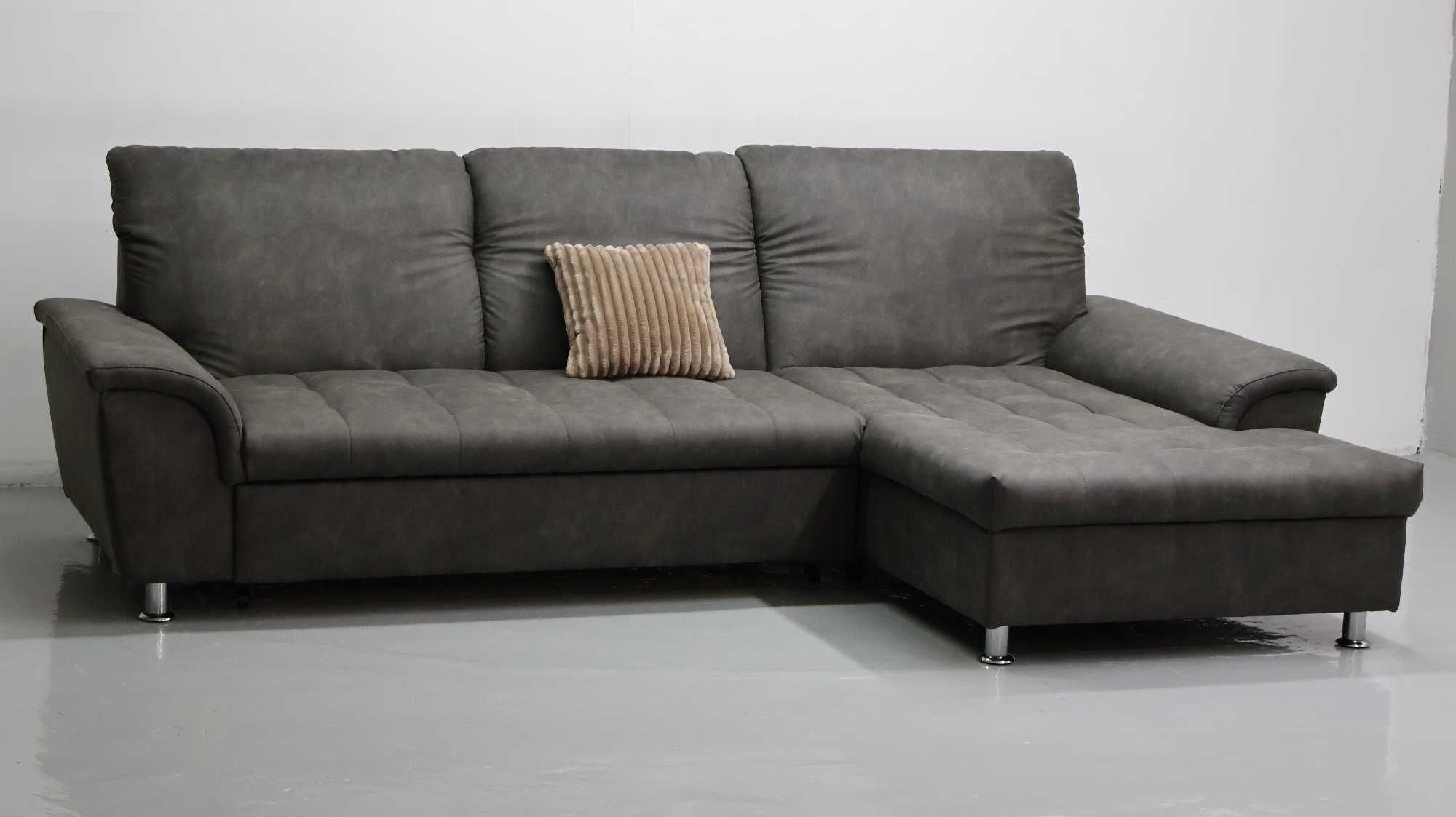TCG NOWY NOWOCZESNY NAROŻNIK funkcja spania kanapa tkanina SZARA SOFA