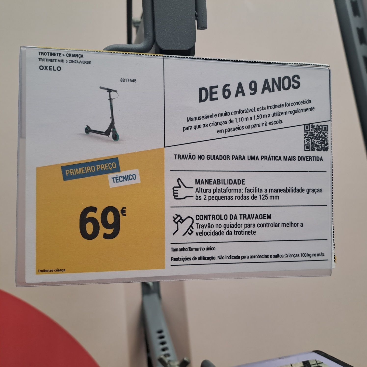 Trotinete de Criança Mid 5 Cinza/Verde