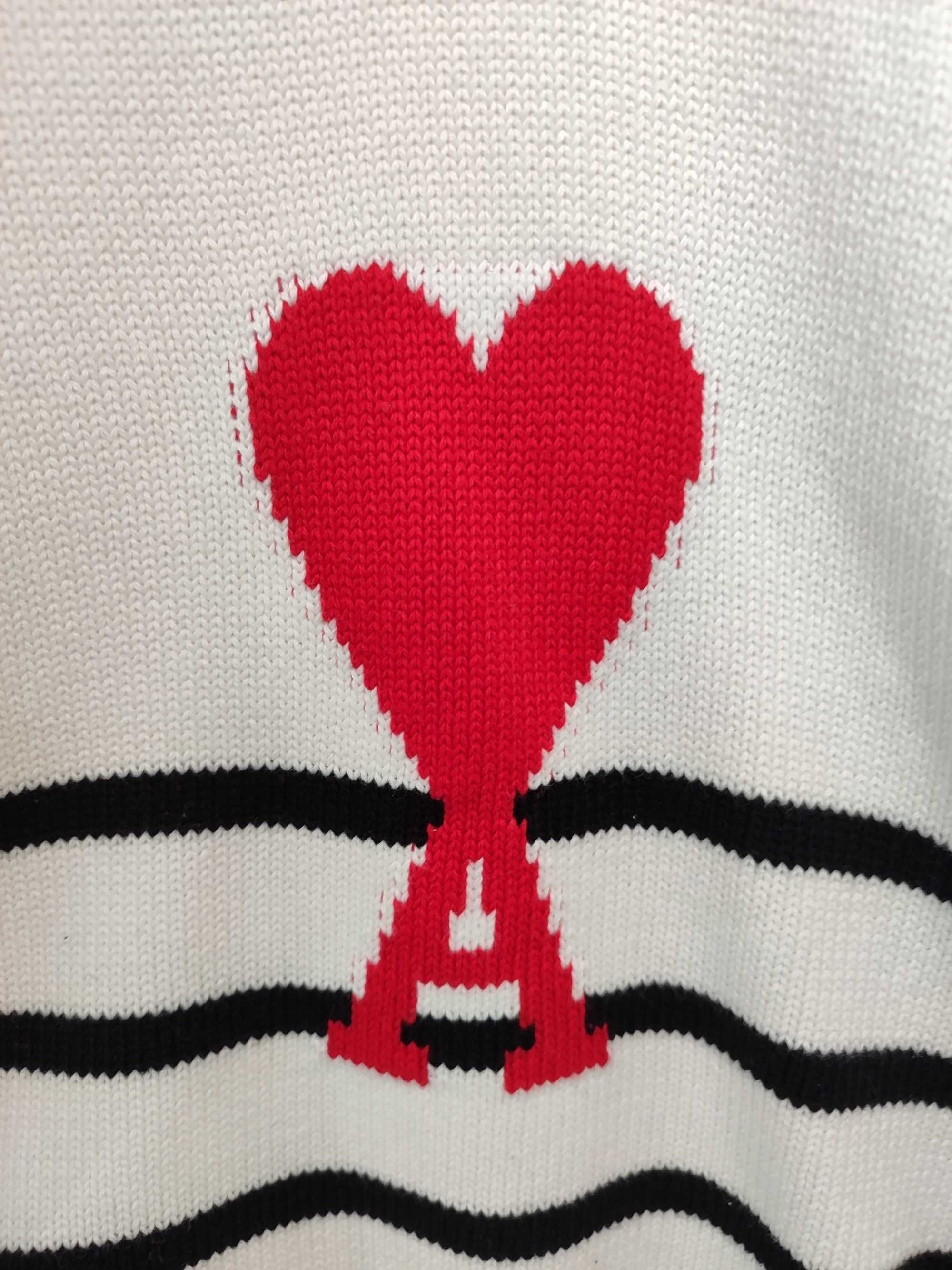 Светр AMI Paris Ami De Coeur Striped Cotton And Wool Sweater White