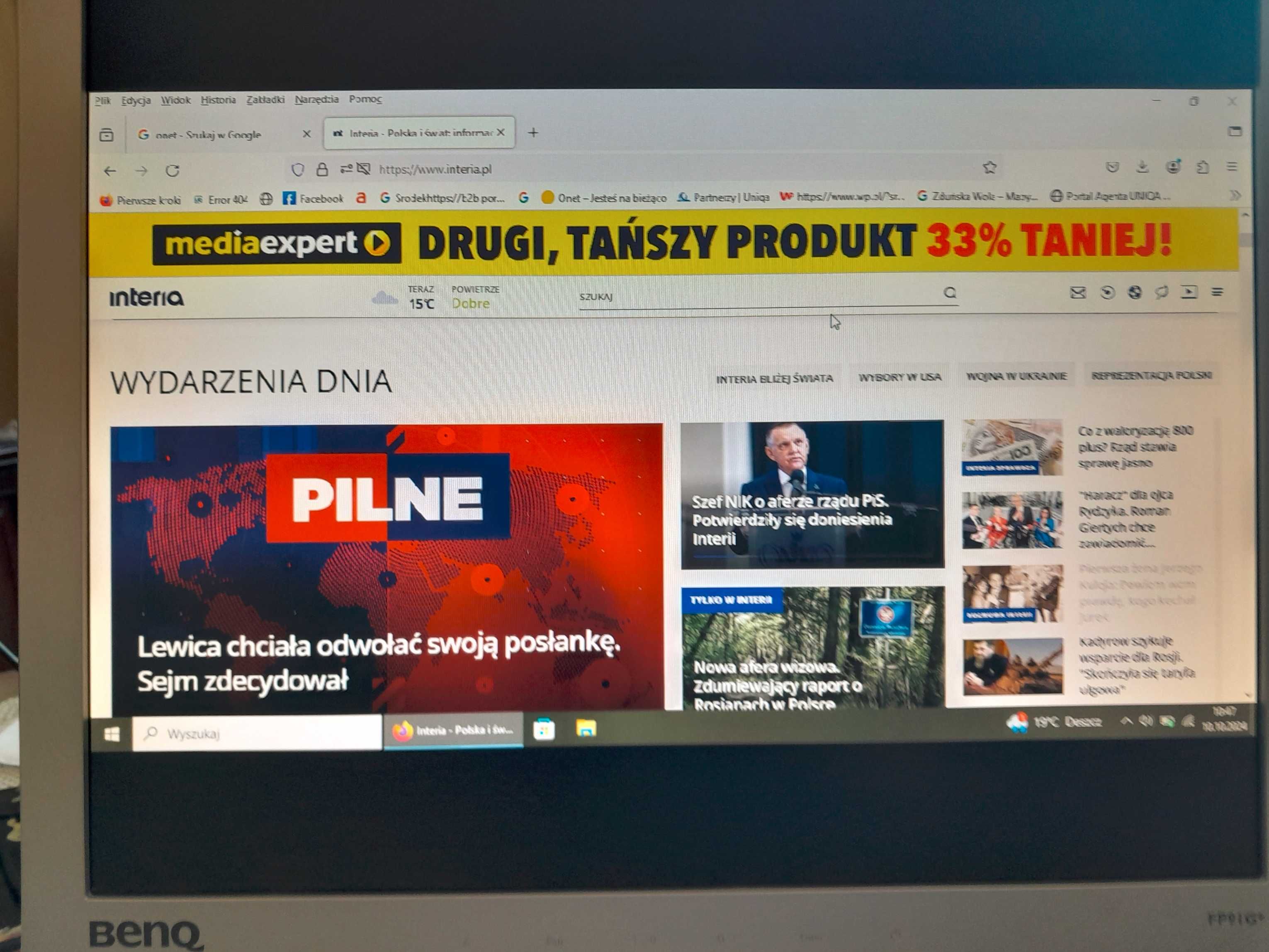 Monitor  Benq 19 cali, model Q9T4