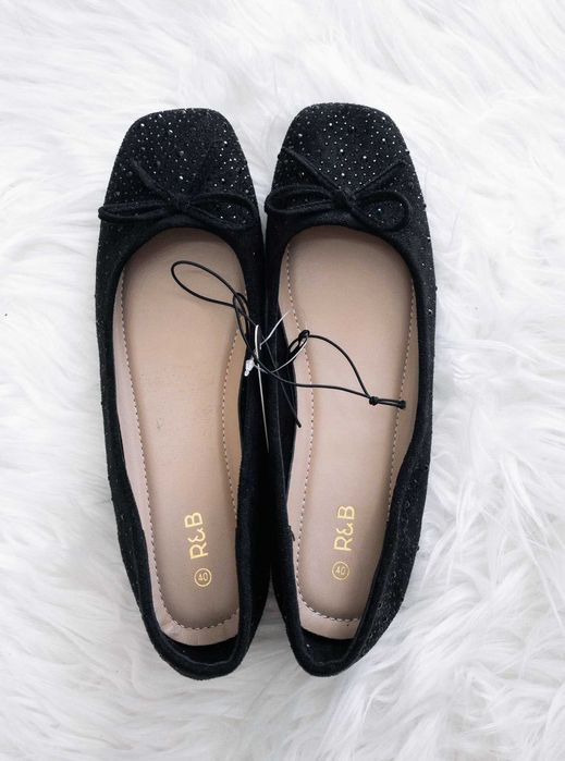 baleriny, rozm. 40, kryształki, zamsz, mieniące, na okazję, na wesele