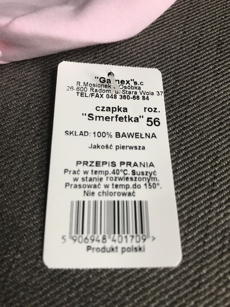 Czapka niemowlęca smerfetka 32-34 cm komplet 2 sztuki bawełna nowe