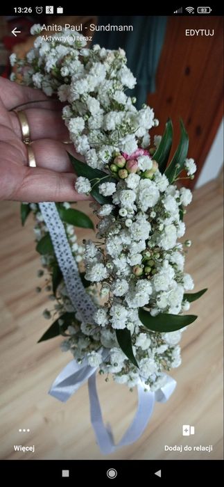 Wianek komunijny lub na inne okazje.sztuczne, żywe