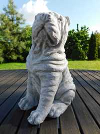 Ozdoba betonowa Figurka Pies Shar Pei Ogród Dom biały
