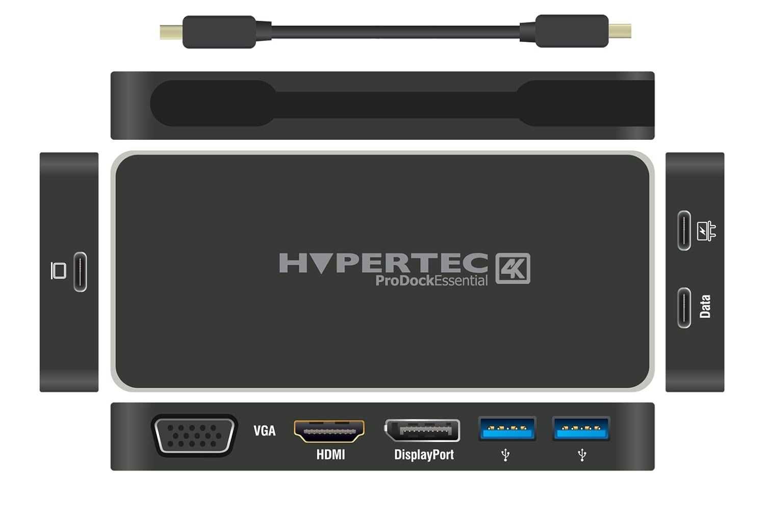 Hypertec HUB stacja USB-C 4K HDMI VGA DisplayPort + Zasilacz 60W