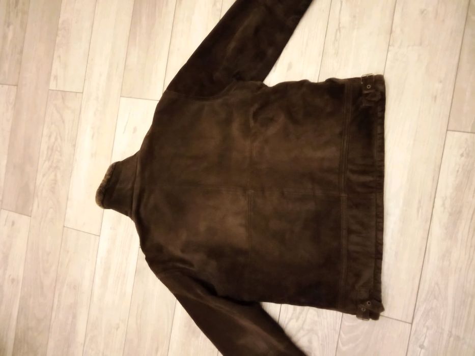 Kożuch męski Ala Ramonesa L/XL kolor czekoladowy skóra naturalna zamsz