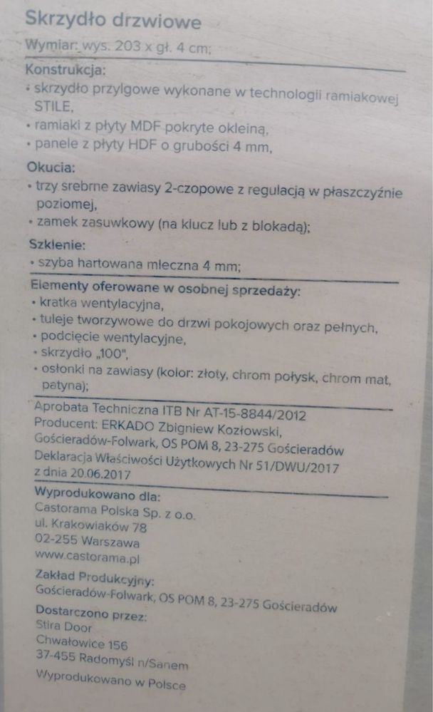 Drzwi Wewnętrzne białe lewe 90 nowe