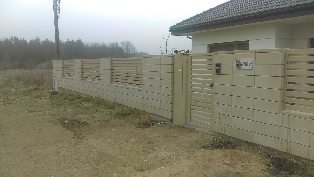 ogrodzenia z bloczków, przęsła, bramy, furtki, montaż