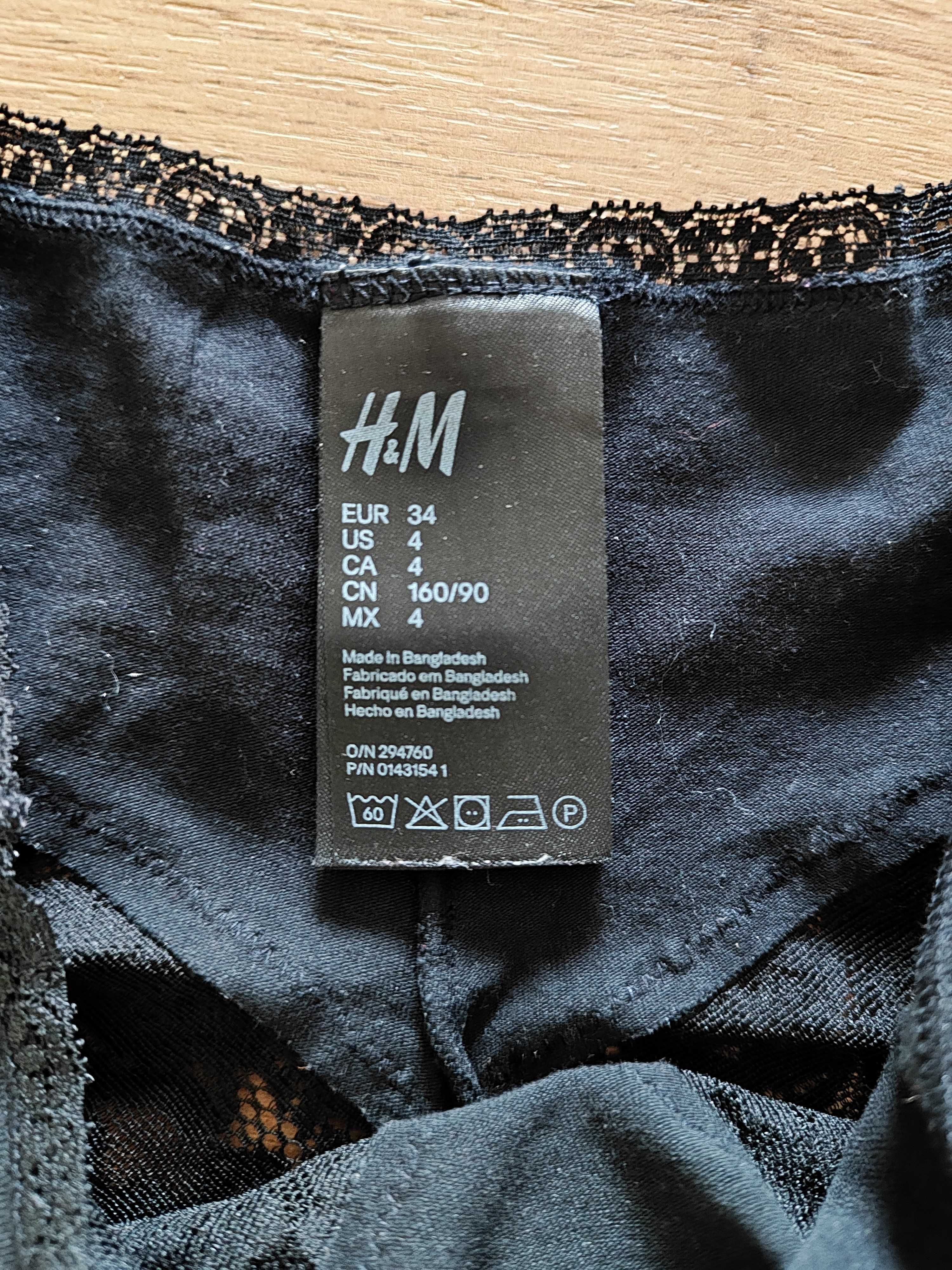 Czarne damskie koronkowe majtki figi seksowne bawełniane r. 34 H&M