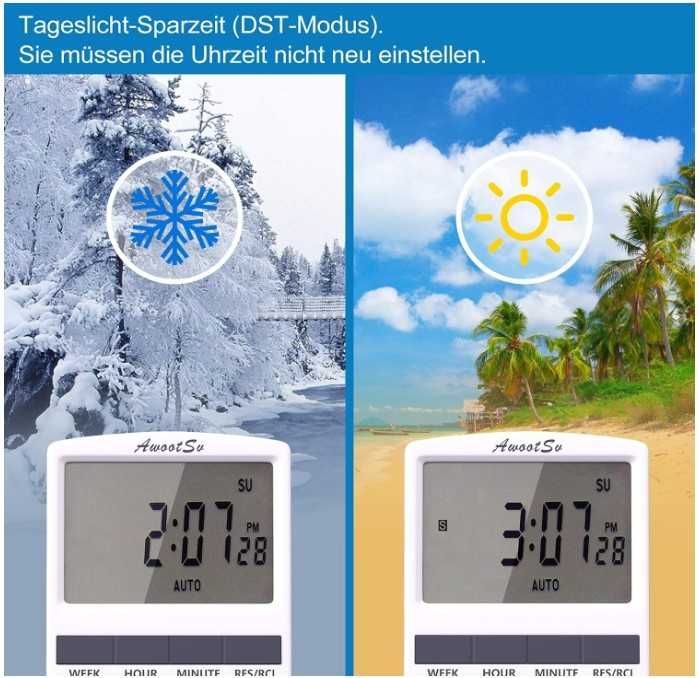 Gniazdo elektryczne, czasówka z wyświetlaczem LCD Awootsv