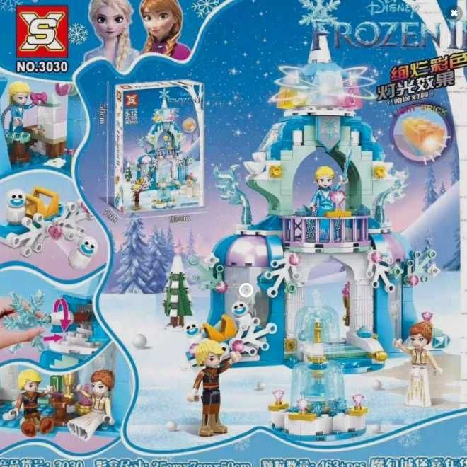 -= Klocki Frozen II Kraina lodu Elza Elsa Anna Lód i śnieg zamek LED -