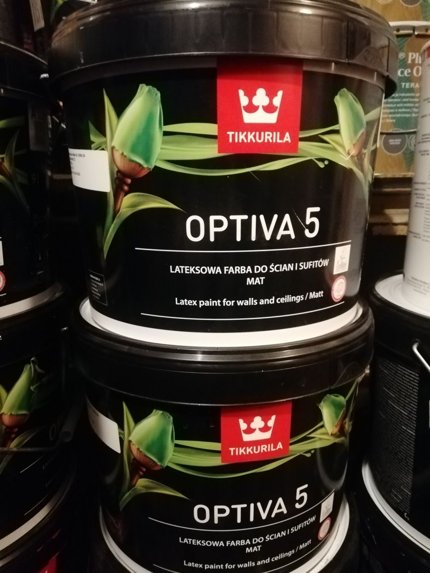 9L - Farba Tikkurila Optiva 5 Mat, pojemność  9 L ,40 % ceny sklepowej