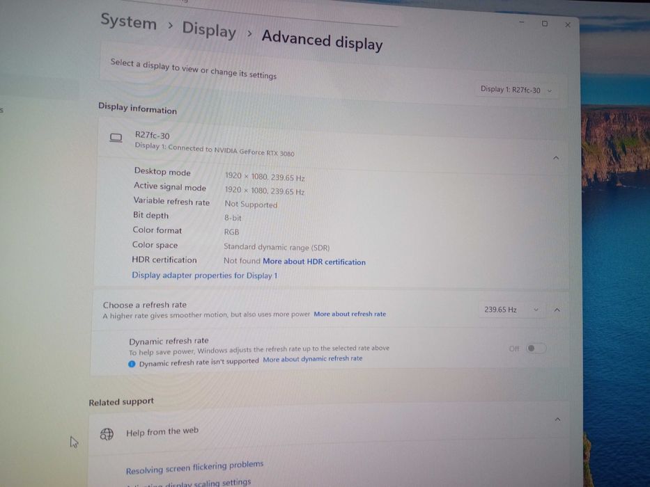 Monitor FHD R27fc-30 280Hz(overclock)
