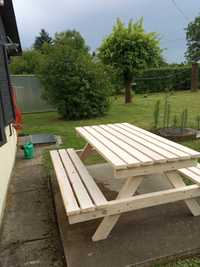 Masywny stół ogrodowy z ławkami -Możliwość zlecenia własnych projektów