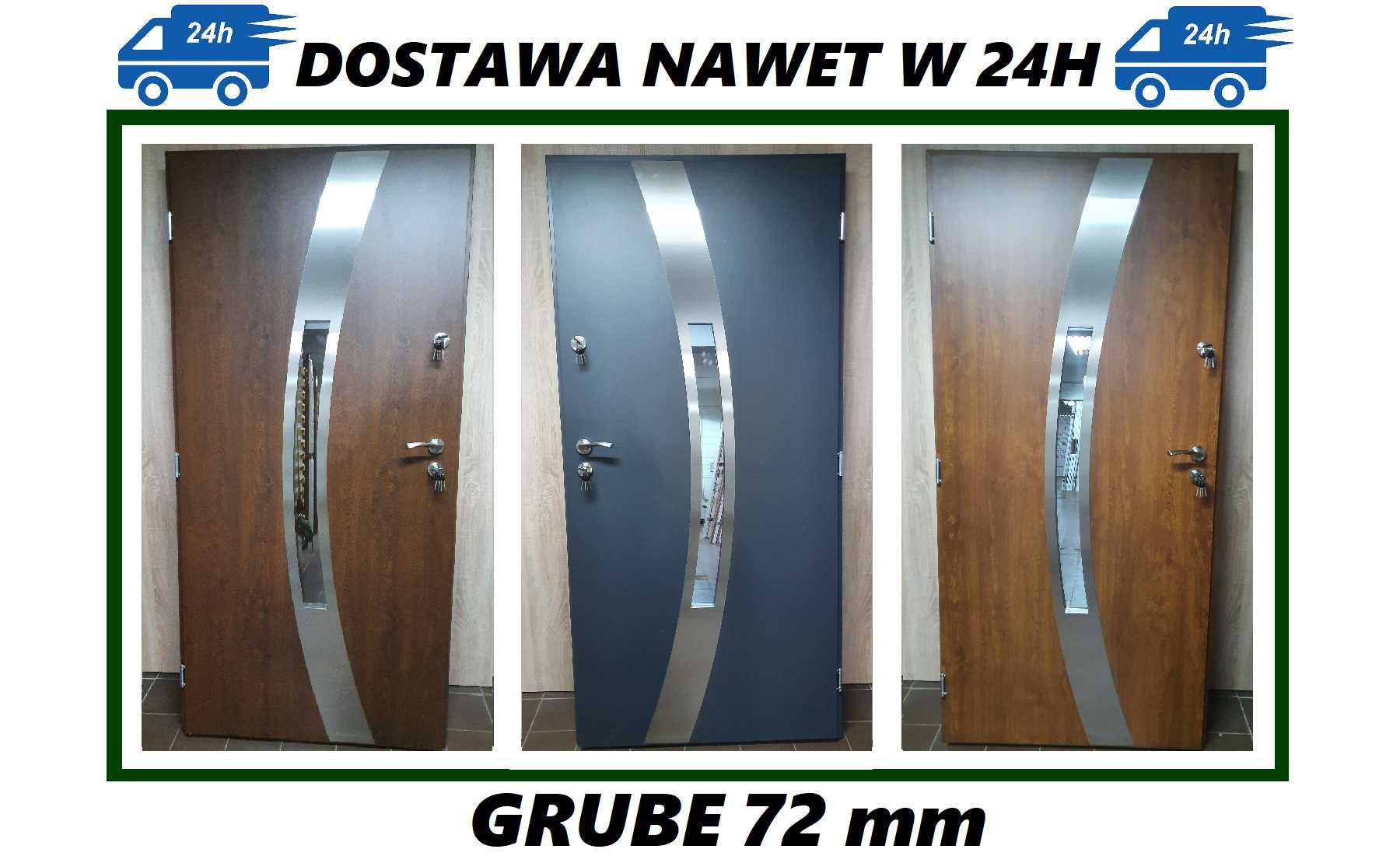 Drzwi zewnętrzne GRUBE 72mm model "LUNA" PRODUKT POLSKI szybka DOSTAWA