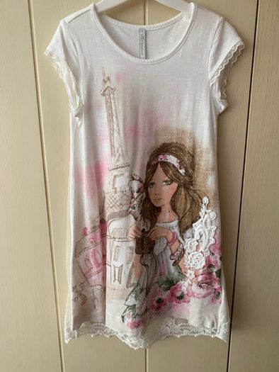 Mayoral 110 cm śmietanowa sukieneczka z krótkim rękawem