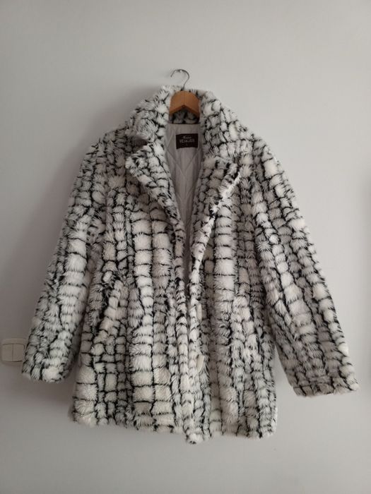 Płaszcz / futro / futerko czarno białe