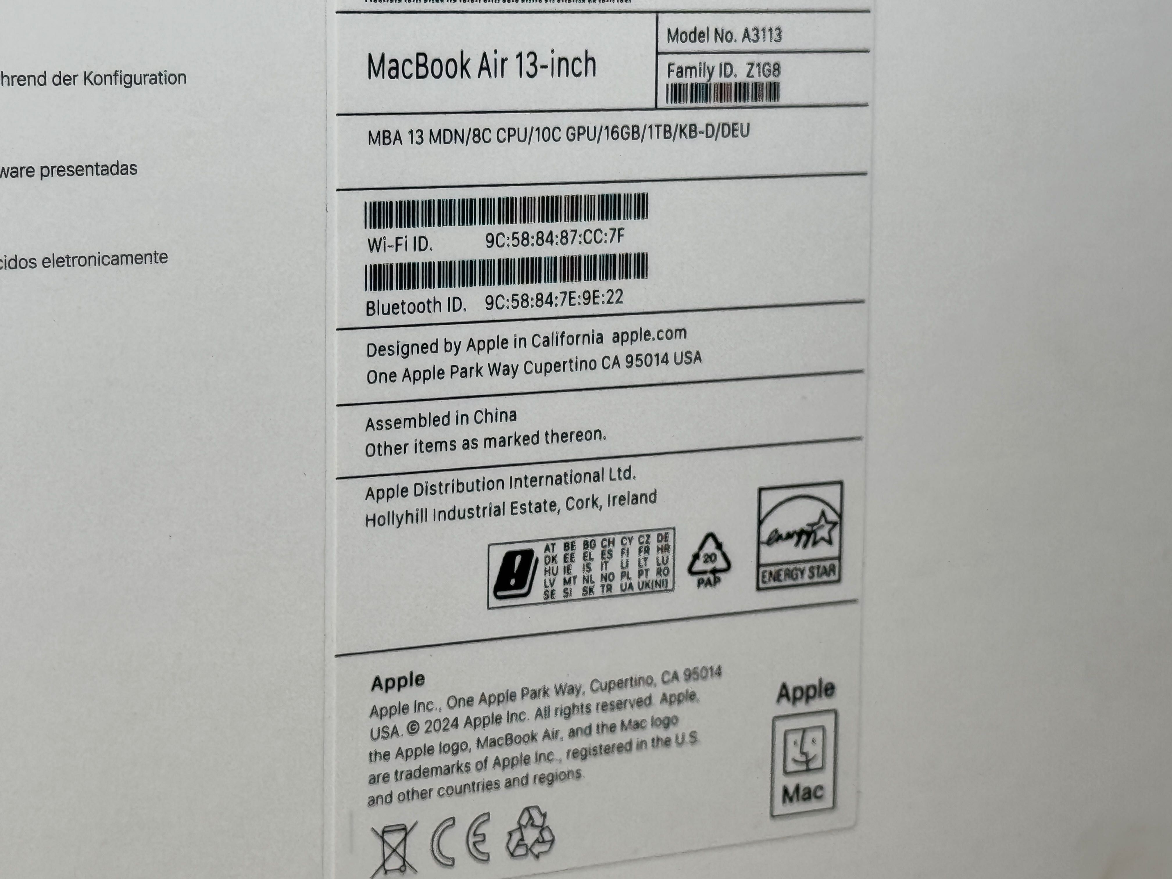 Apple MacBook Air 13,6 m3 8CPU 10GPU 16gb RAM 1tb SSD midnight | NEW
