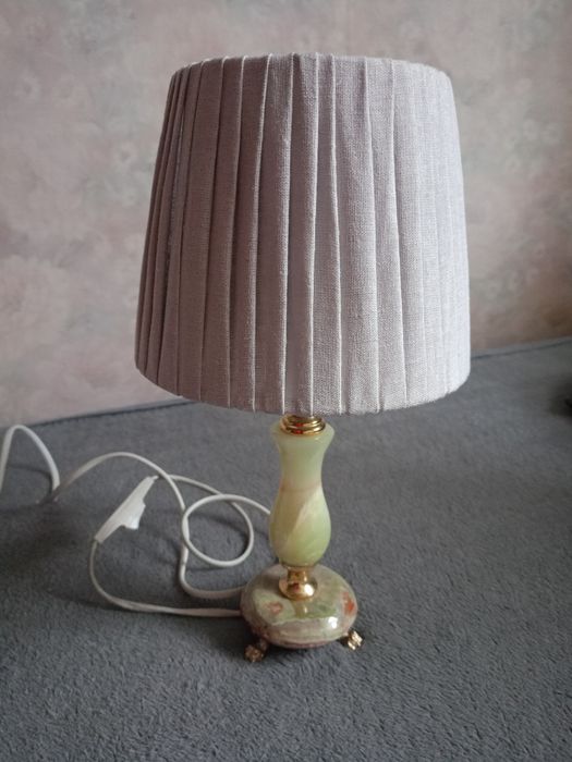 Piękna lampa onyks mosiądz metal z przełącznikiem vintage Szwecja