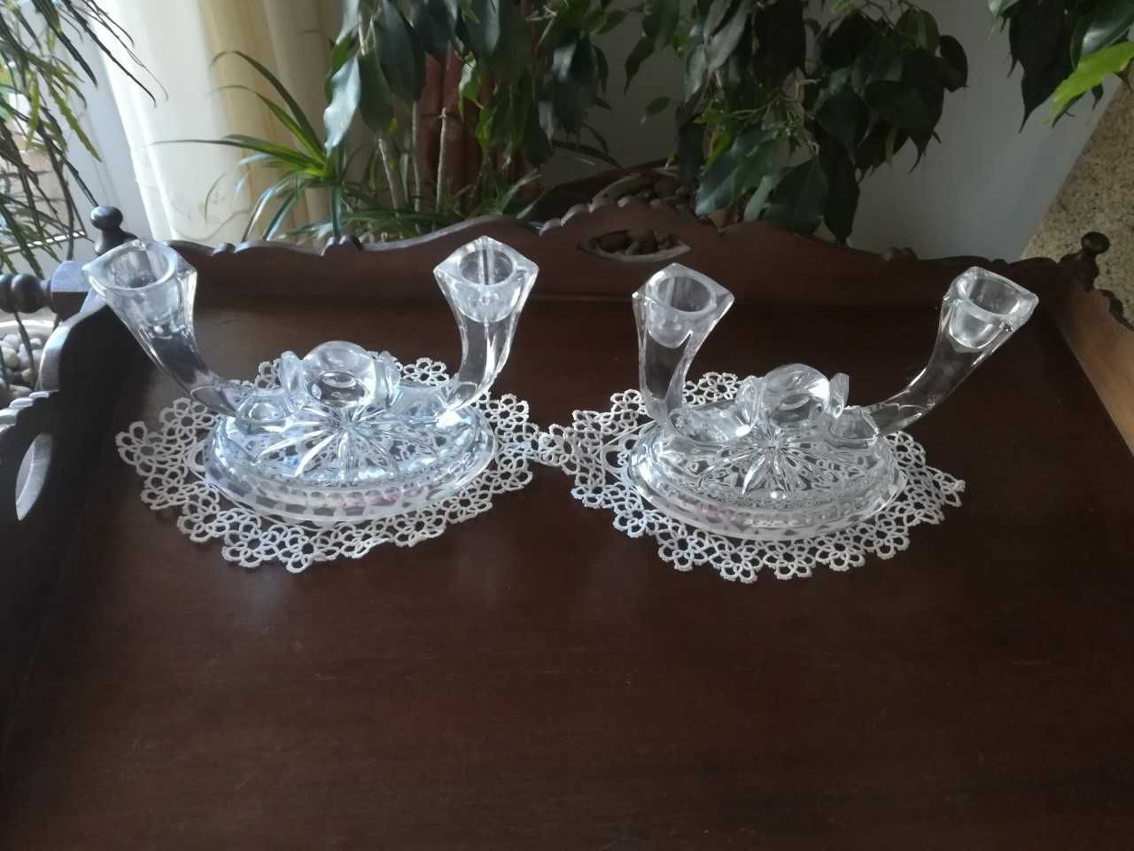 Conjunto para velas cristal, suporte velas