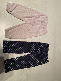 2 pary spodnie od piżamy 98 dla dziewczynki kropki