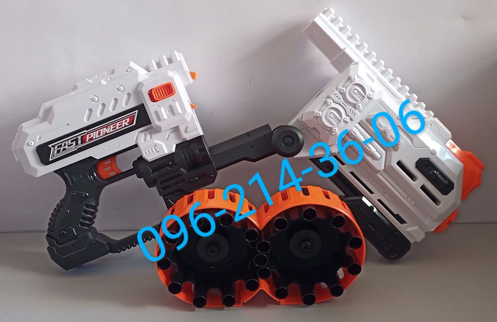 Бластер детский Пулемёт-Автомат на батарейках с мягкими пулями. Nerf