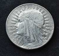 Polonia, głowa kobiety 5zl 1933r zm srebro