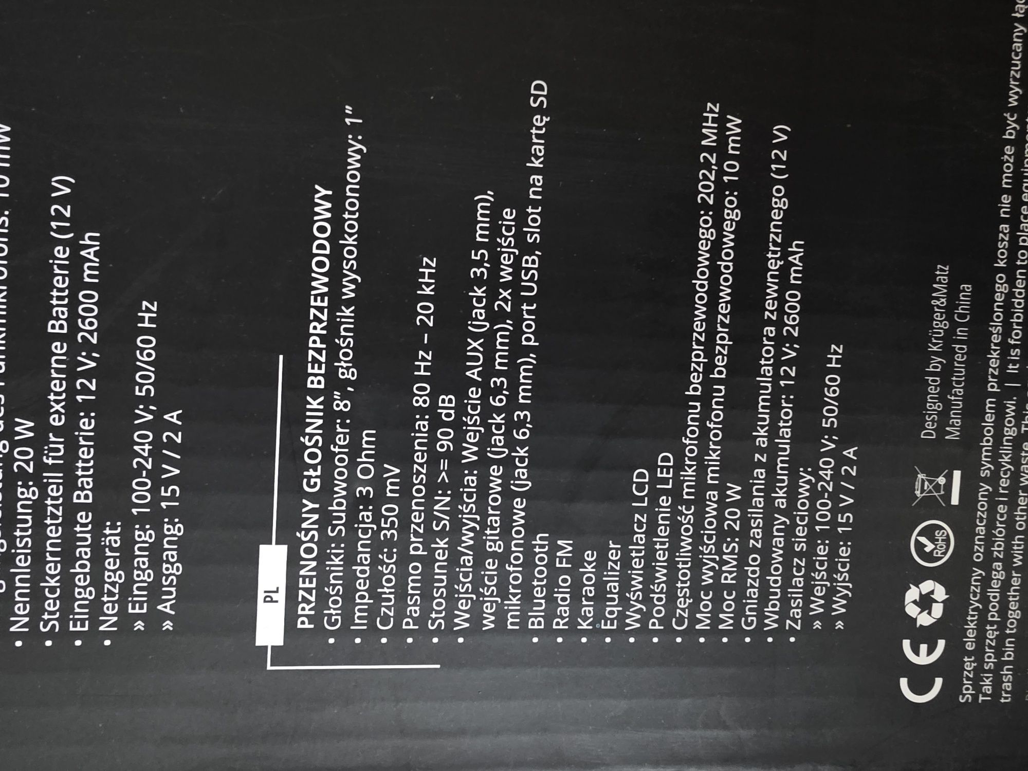 Głośnik Bluetooth Kruger&Matz Shield FM USB SD mikrofon