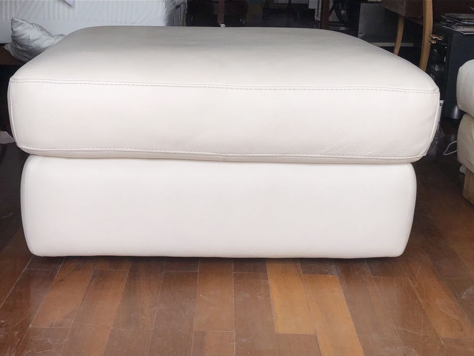 Pufe de pele branca - bom estado