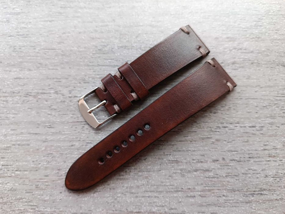 Brązowy skórzany pasek zegarka 22/18 mm S/M