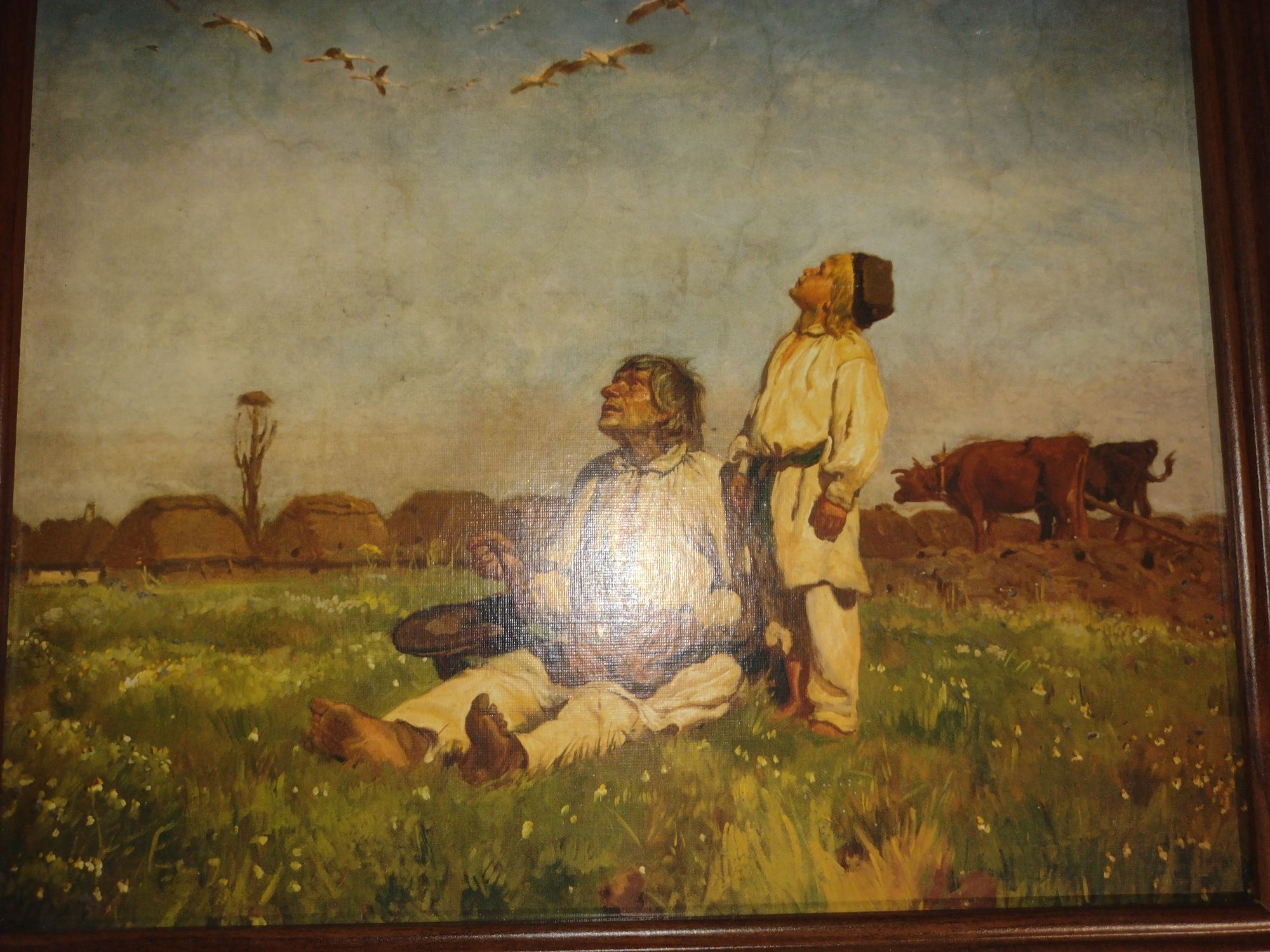 Obraz Chełmoński Józef Bociany roz.37x31cm.