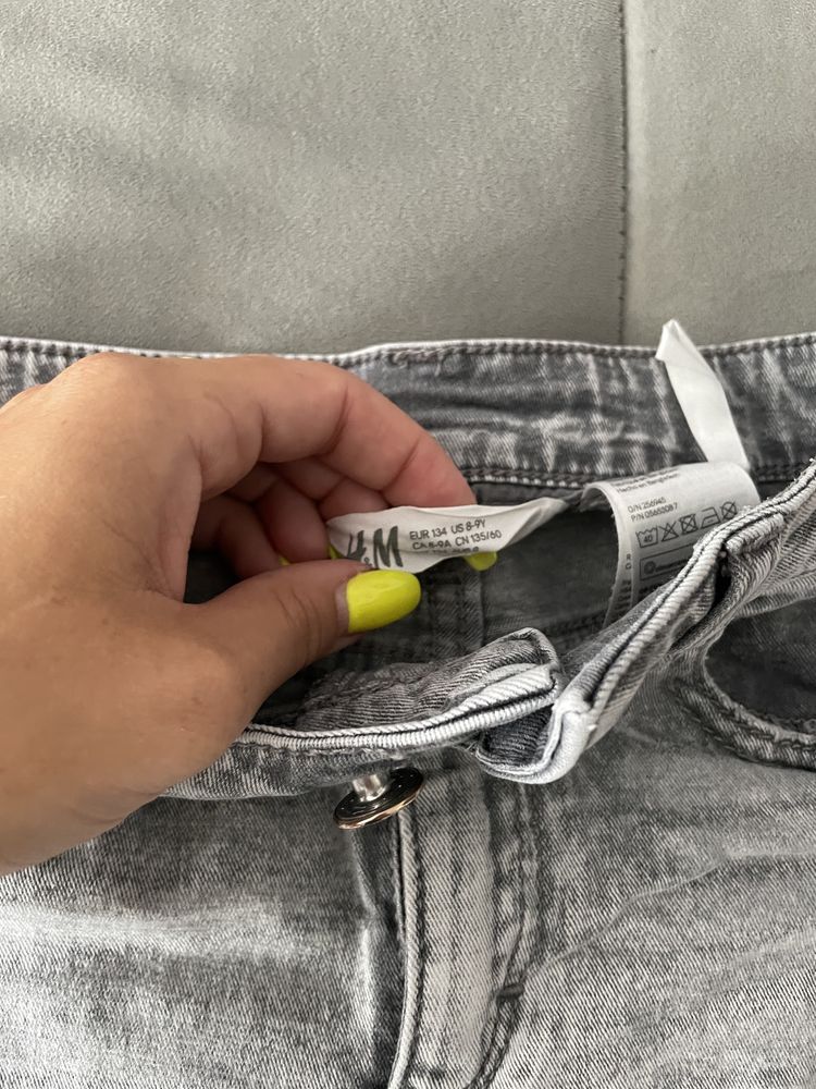 Szorty jeansowe szare 134 h&m denim dziewczece