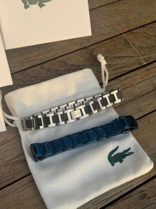 Браслет Lacoste срібний чоловічий браслет Лакост чорний Лакоста мужско