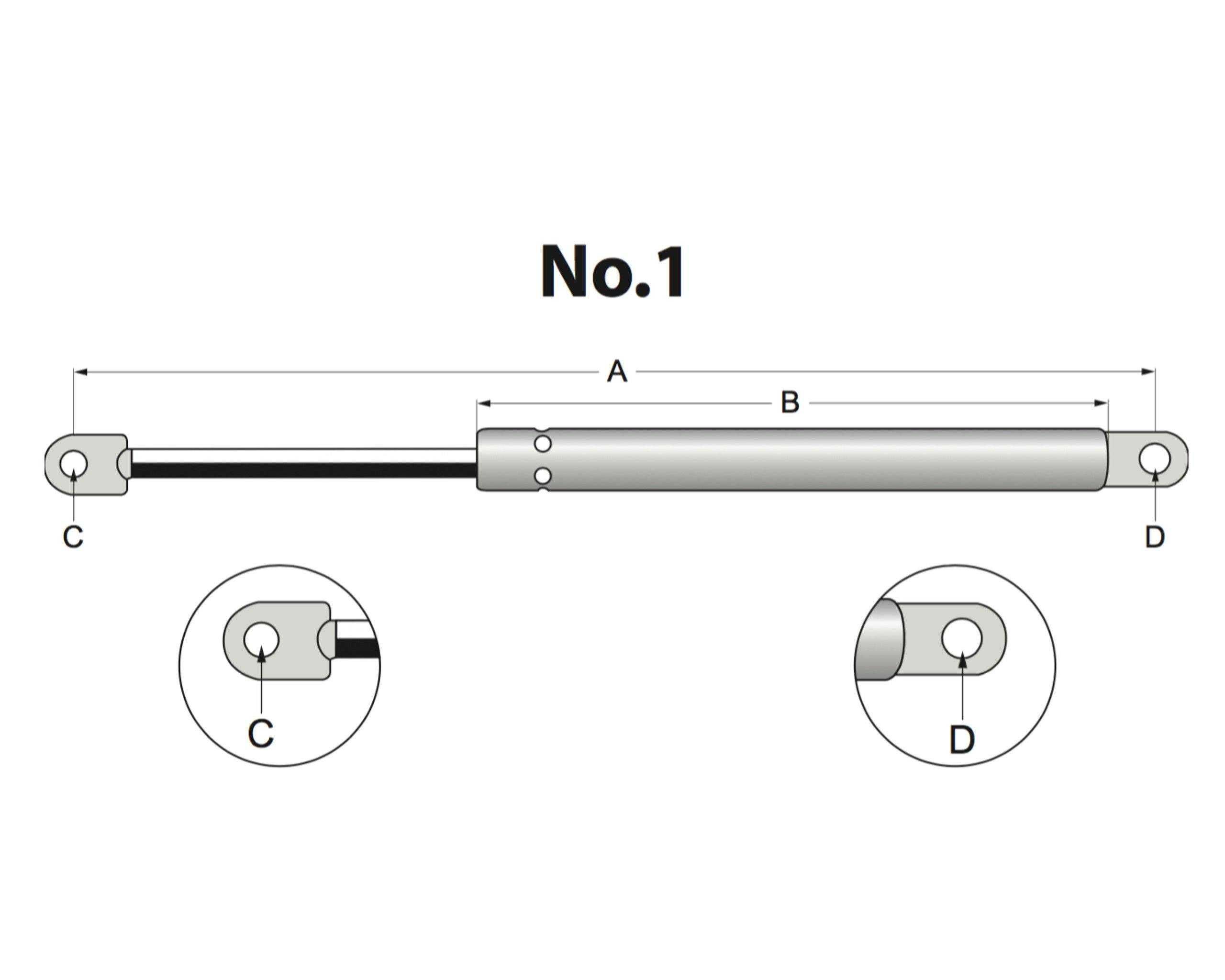 Sprężyna gazowa 200N 302/01, skok 160mm, 405/200/8mm