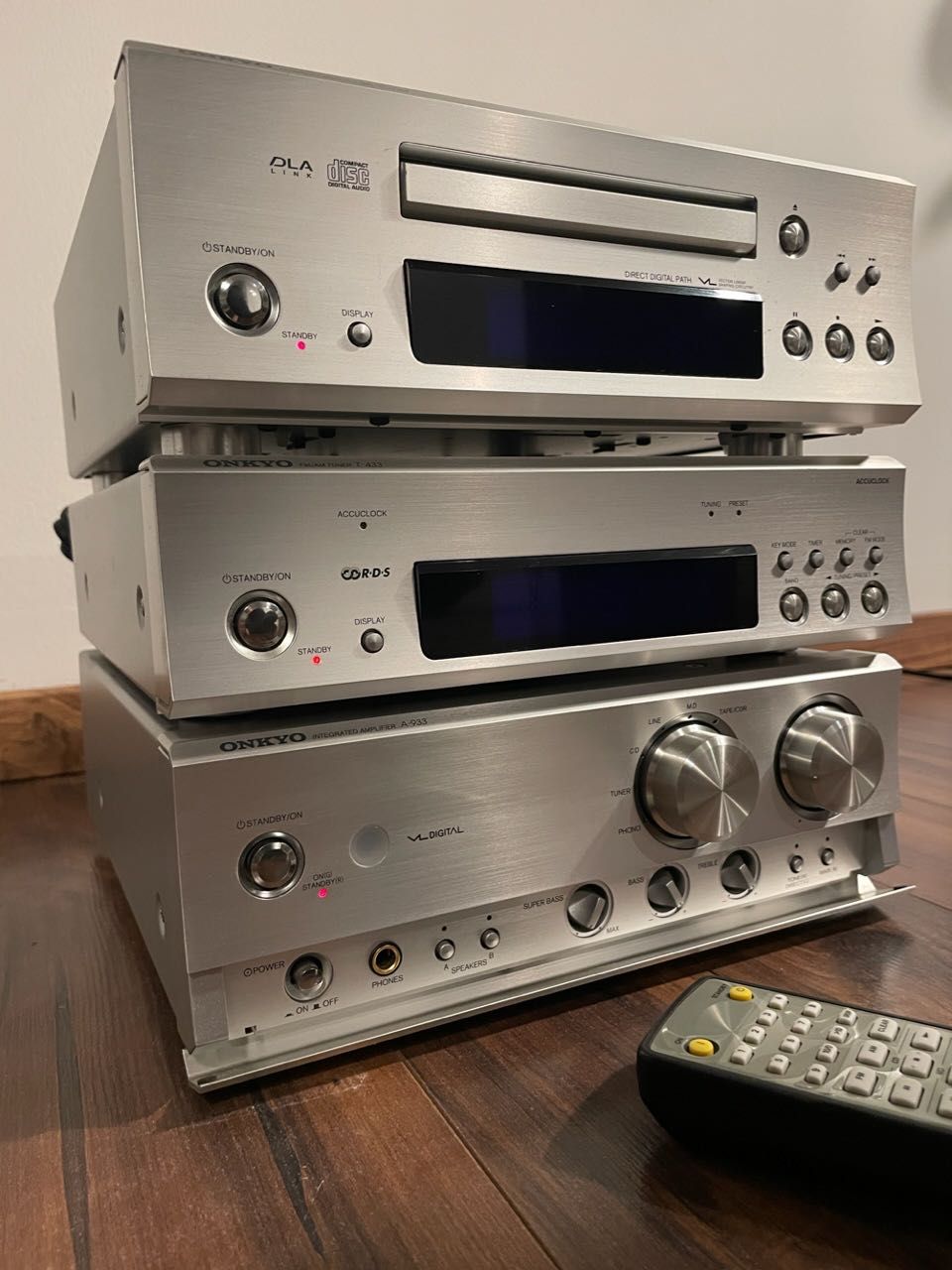 audiofilska wieża stereo INTEC 275 Onkyo A-933 C-733 T-433 z pilotem