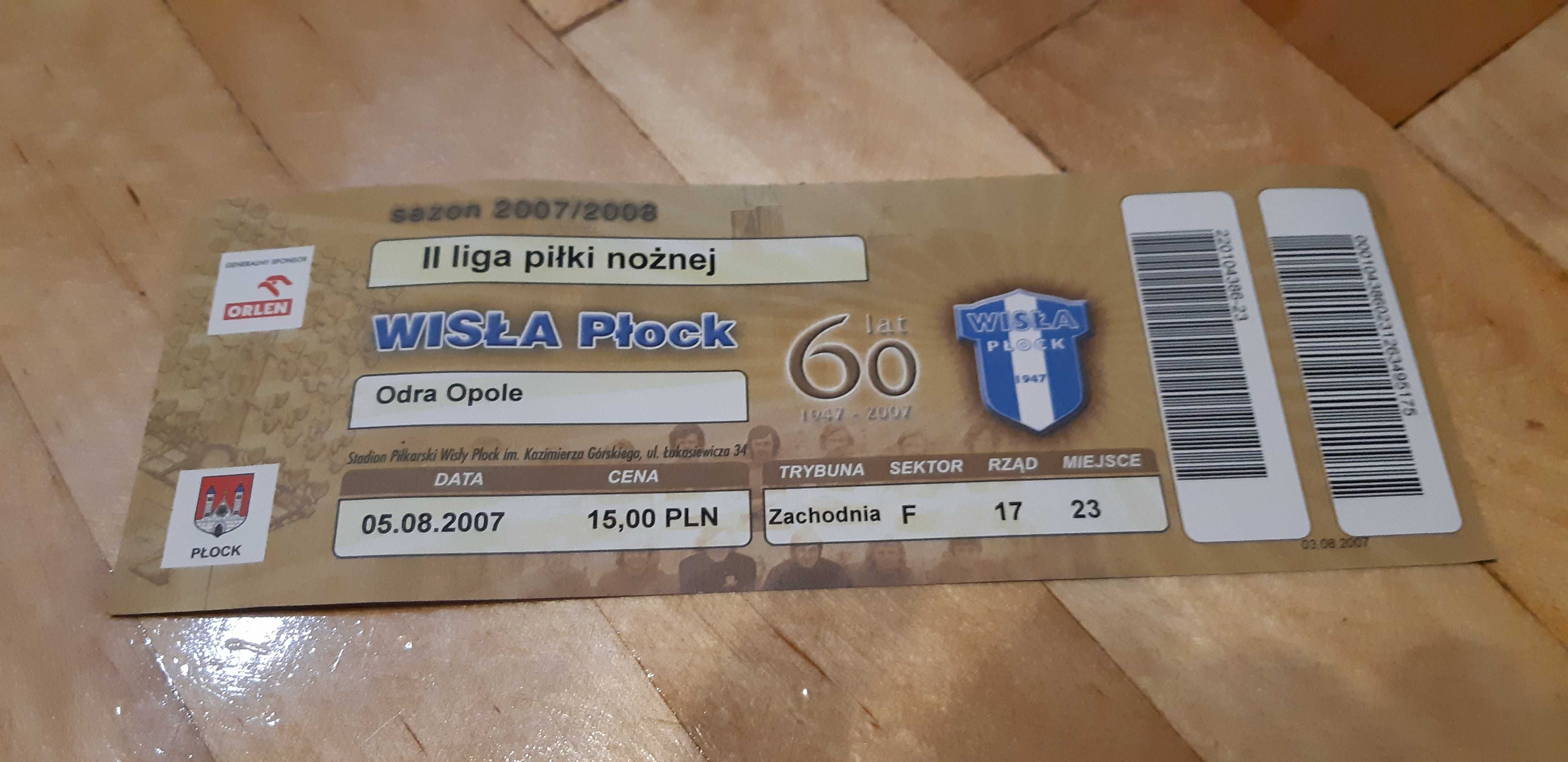 bilet Wisła Płock-Odra Opole 05.08.2007.