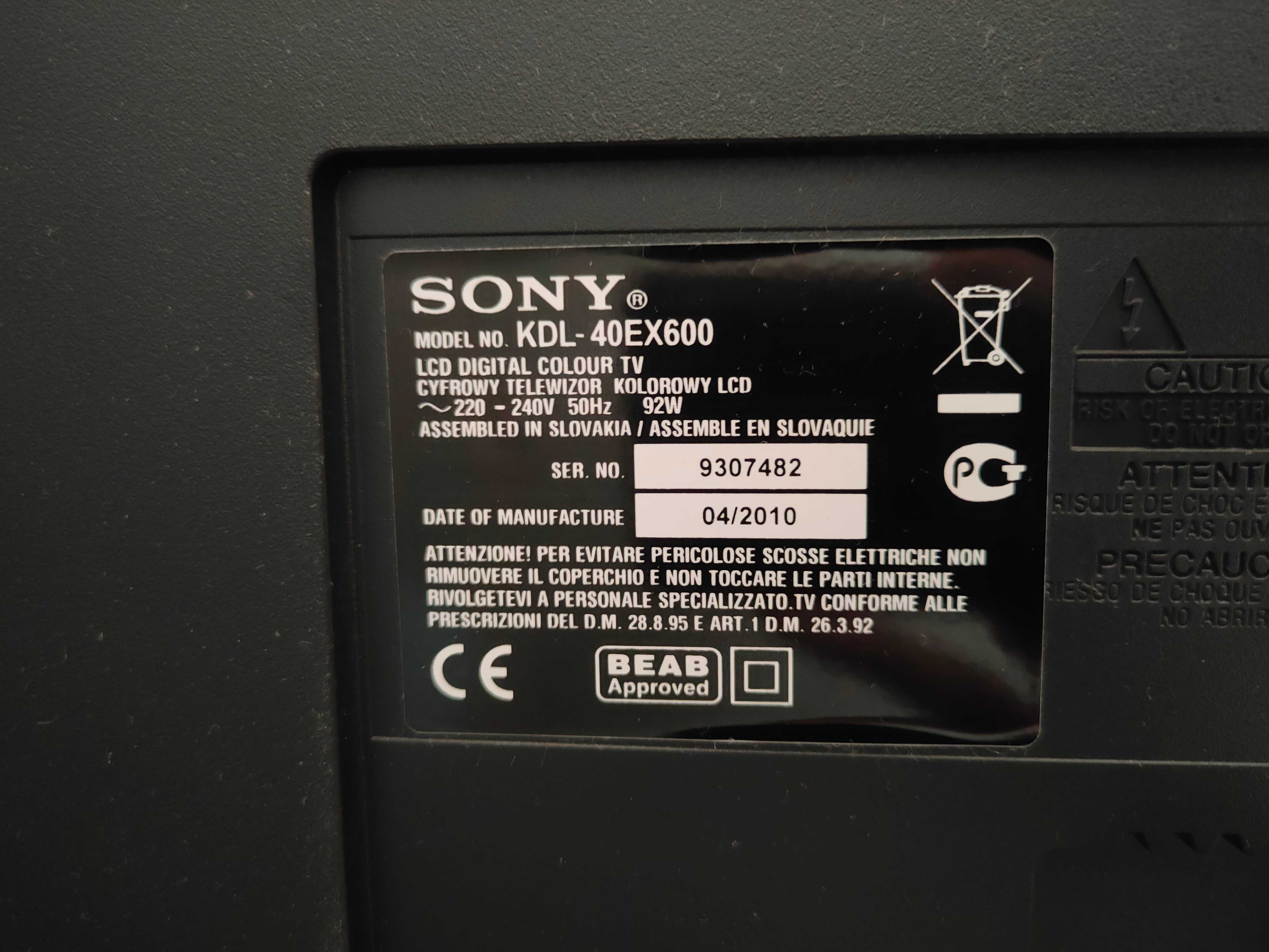 Telewizor Sony Bravia 40 cali KDL-40EX600