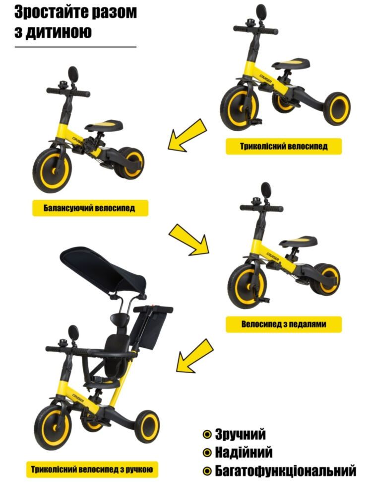 Велосипед-Беговел-трансформер Tri-cycle Cruiser Milano 002,Versa